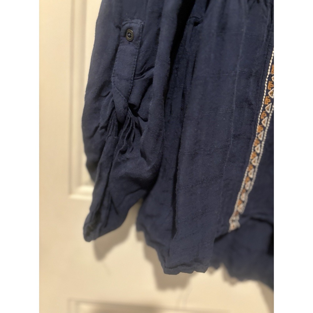 Knox Rose Women's Peasant Top Blue Roll-Tab Sleeve Size Small Boho Artsy - Picture 5 of 8